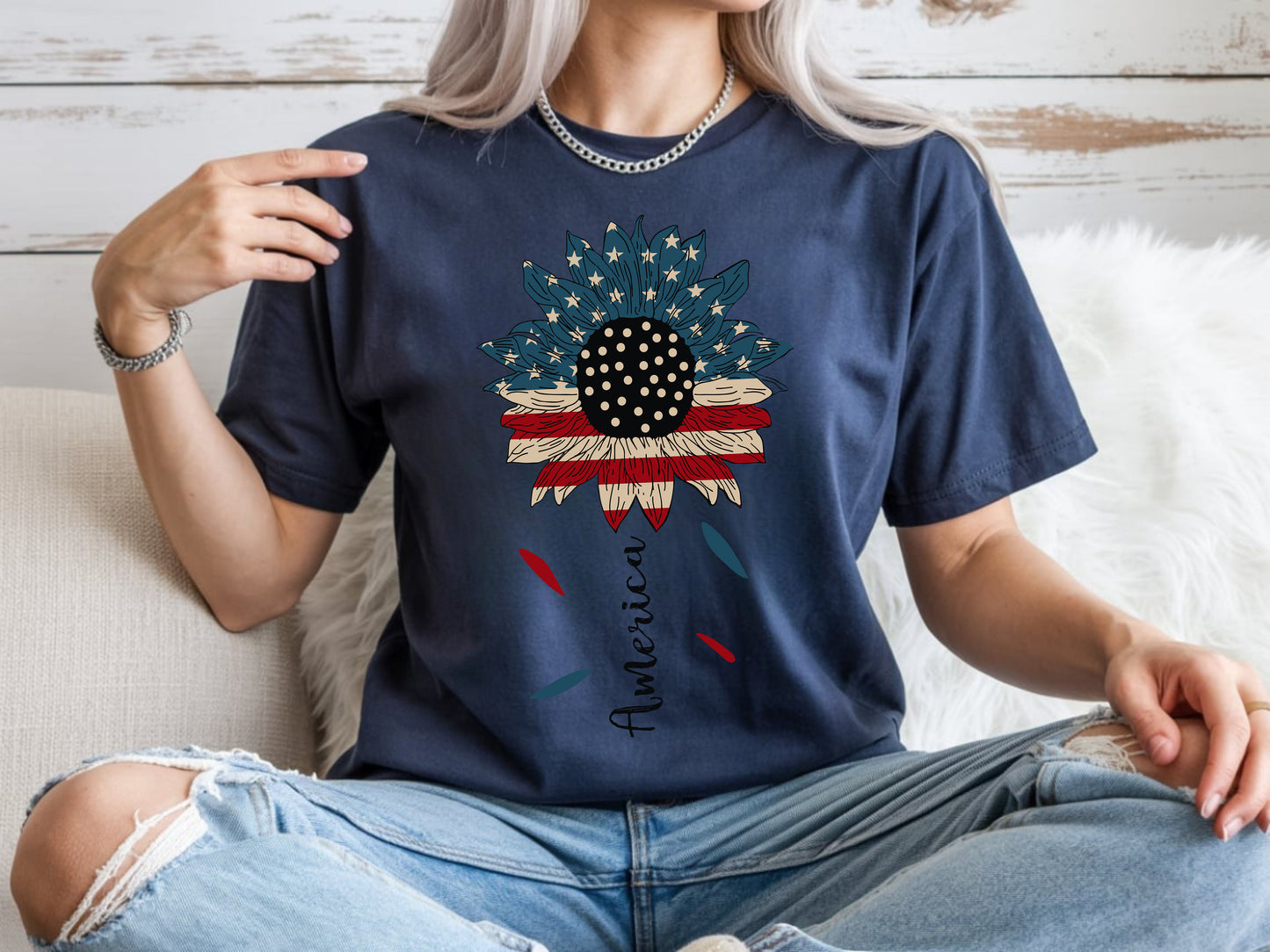 American Sunflower Patriotic Tee