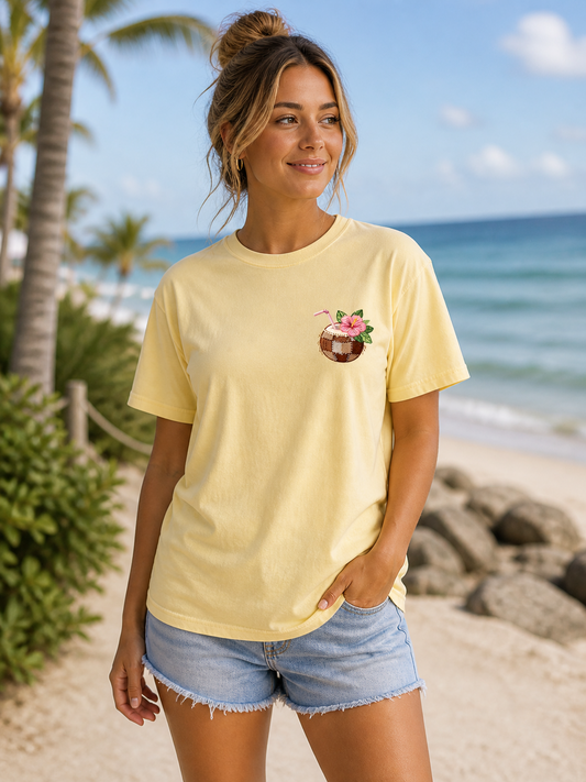 Vacation Mode Coconut Comfort Colors Tee