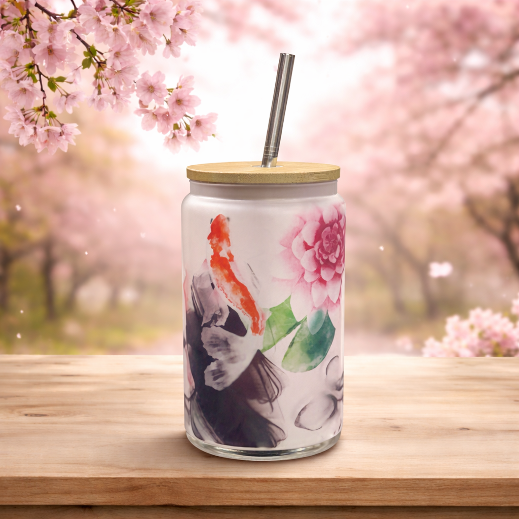 Koi Garden Sakura Glass Cup 16oz.