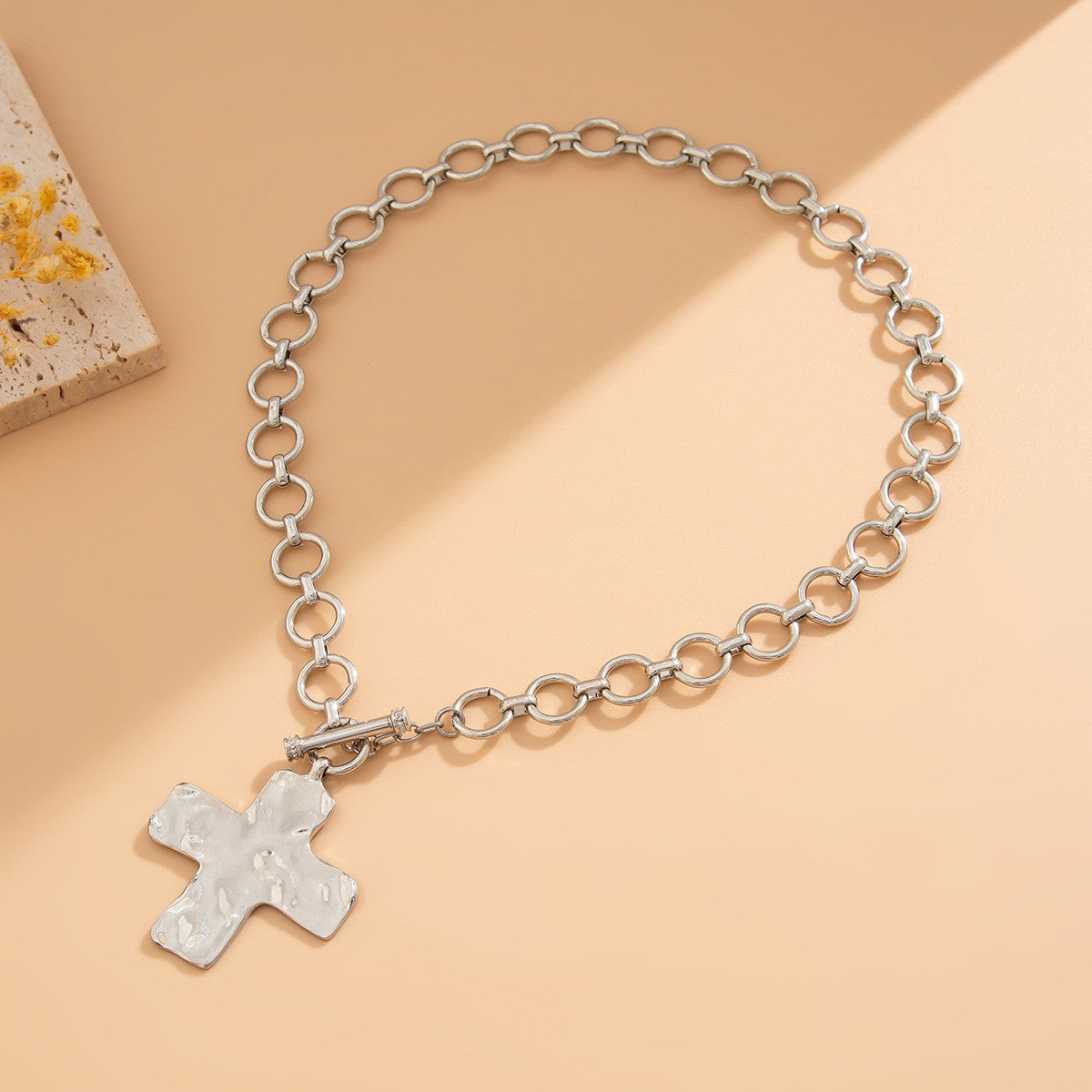 Hammered Cross Necklace
