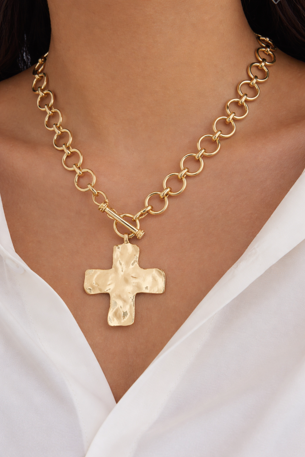 Hammered Cross Necklace