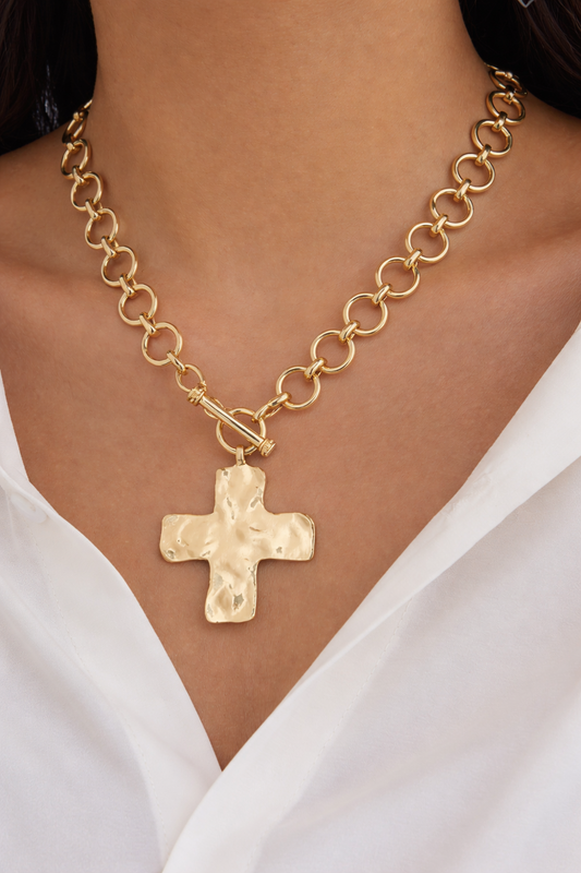 Hammered Cross Necklace