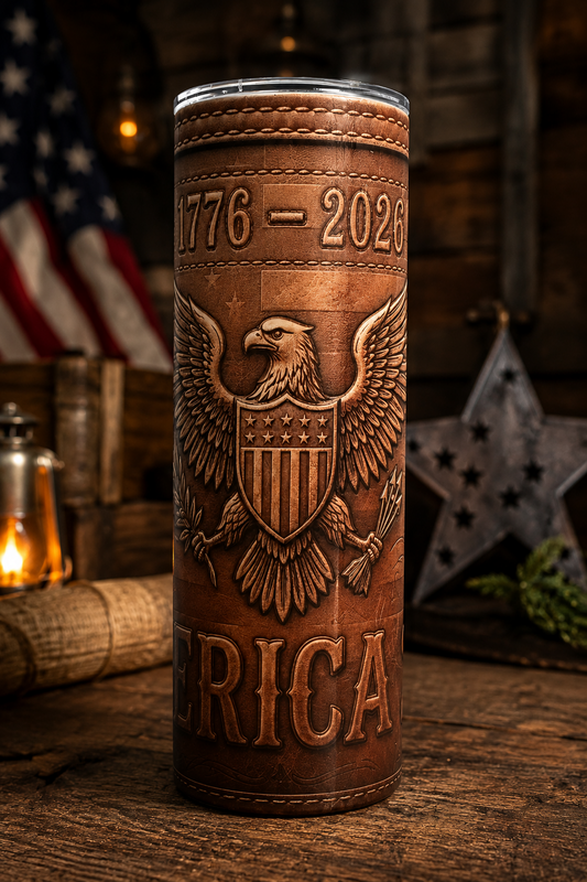 America 250 Leather Style TumblerTumbler 20oz, Skinny